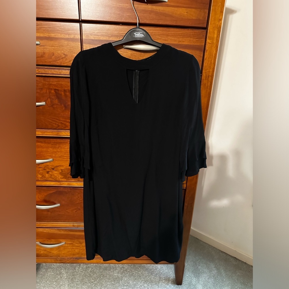 Eloquii Black Crepe Flutter Sleeve Dress -Size 14
